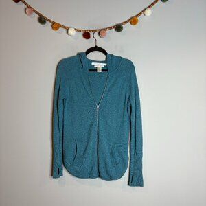 Max Studio blue teal cashmere zip up sweater